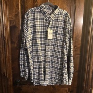 NWT Barbour Flannel, White and Blue, Size XXXL
